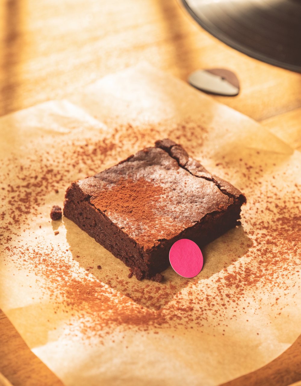 A Lil Brownie dusted with cocoa